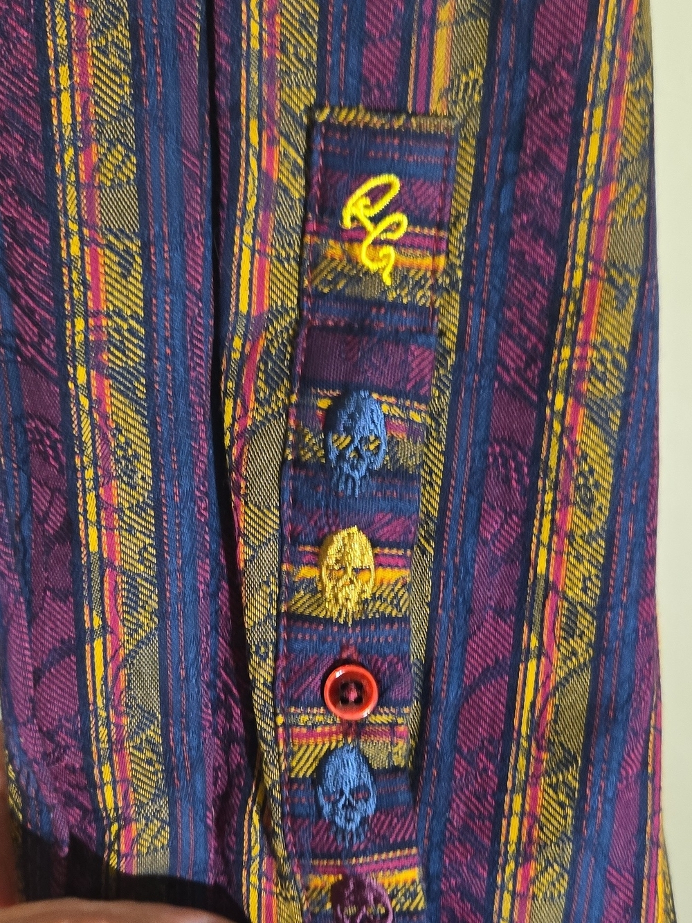 Robert Graham Purple and Gold Striped Button-Down Shirt - Picture 4 of 11